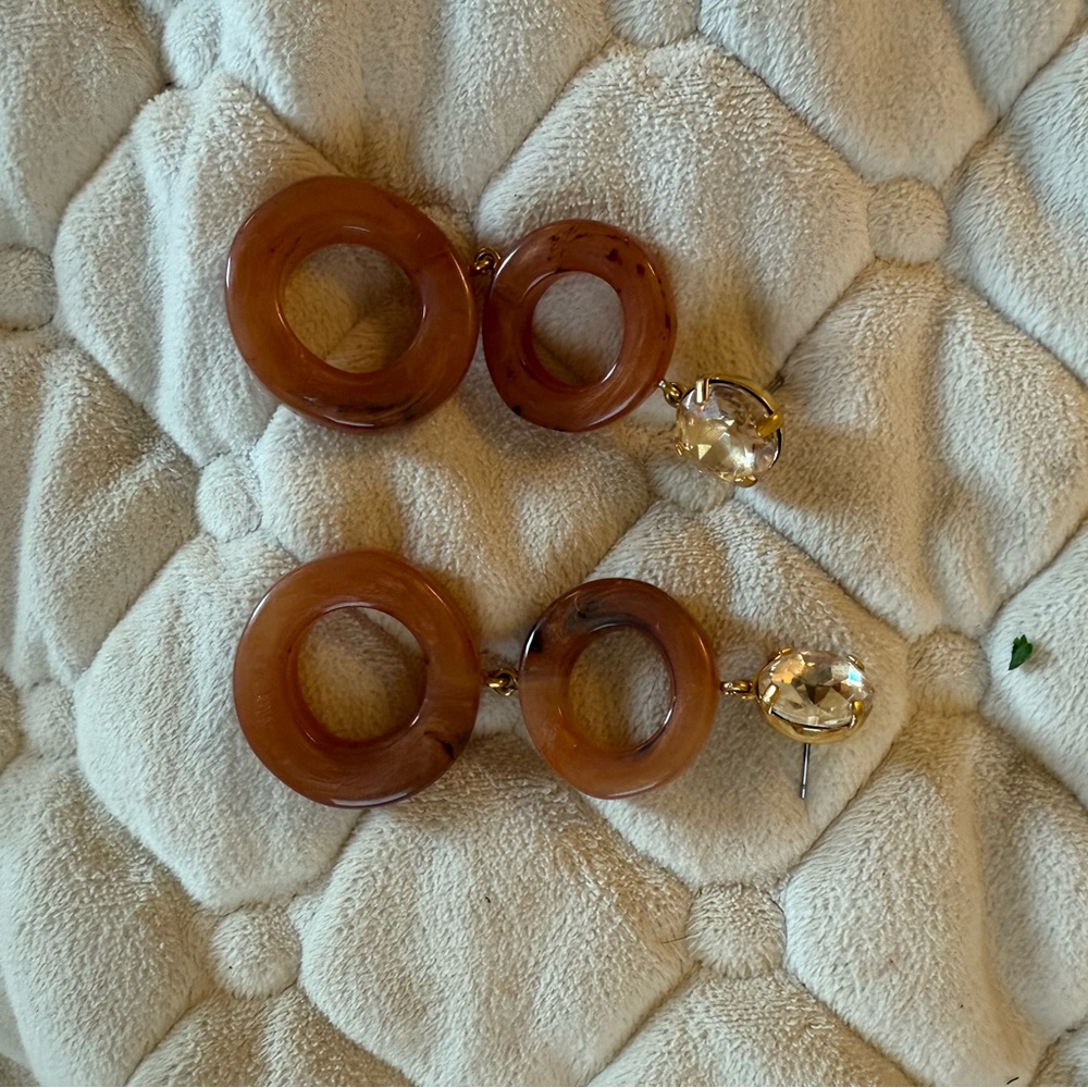Chic J Crew Resin Hoop Earrings with Crystal Accents